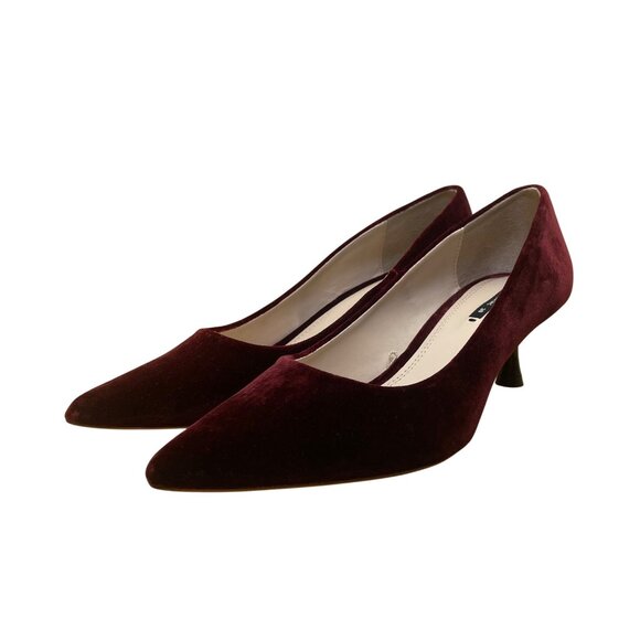 Zara Women’s Burgundy Velvet Classic Pointed Toe Low Heel Pumps Size EU38/US8 - Picture 3 of 8